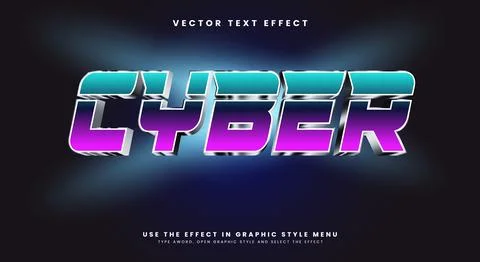 Cyber editable text effect template Illustrazione stock