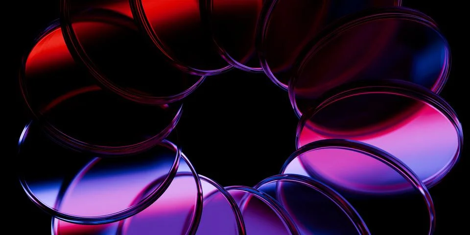 Cyber elements closeup made of dispersion glass and liquid acrylic green vi.. Illustrazione stock