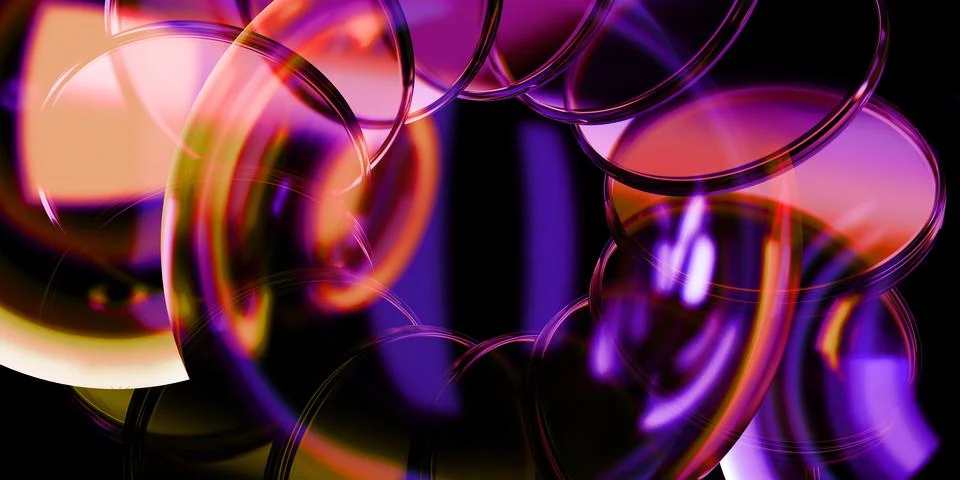 Cyber elements closeup made of dispersion glass and liquid acrylic vibrant .. Illustrazione stock