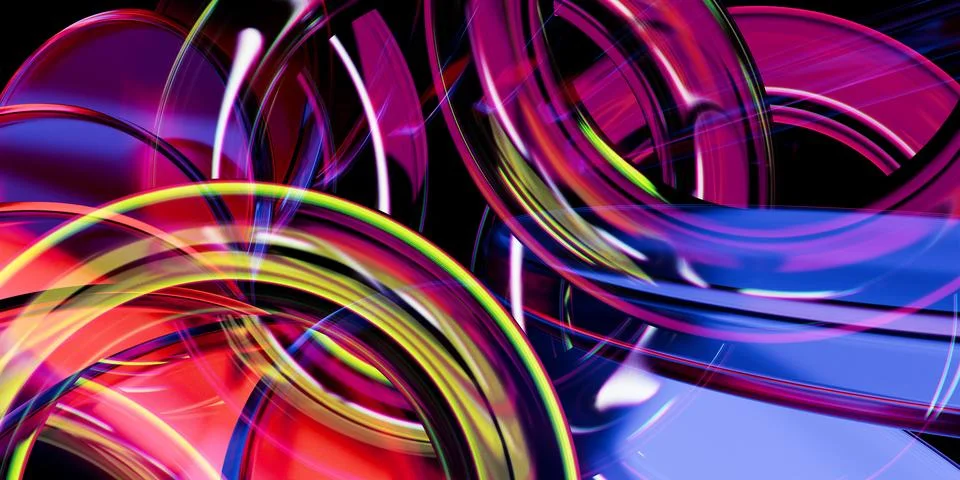 Cyber elements closeup made of dispersion glass and liquid acrylic vibrant .. Illustrazione stock