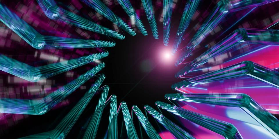Cyber elements closeup made of dispersion glass and liquid acrylic vibrant .. 스톡 일러스트