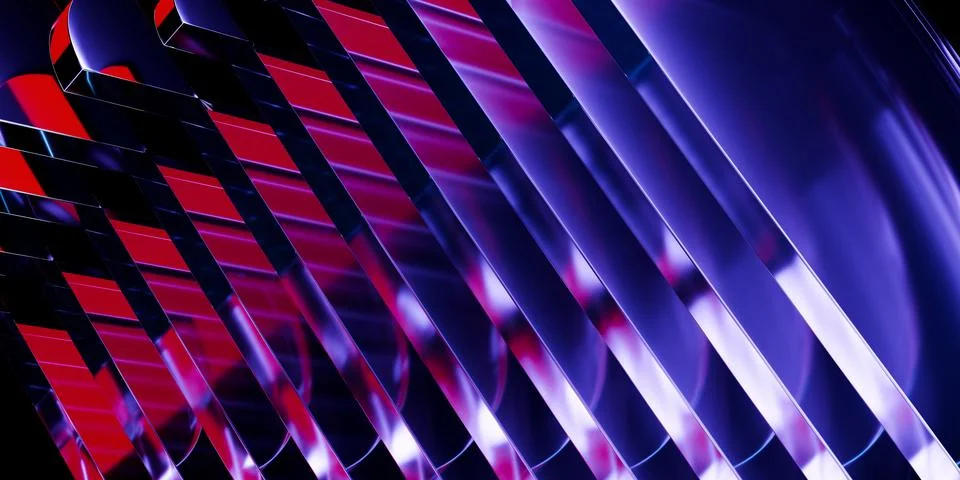 Cyber elements made of transparent glass and liquid acrylic purple blue glo.. Stock Illustration