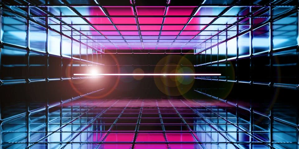 Cyber elements room made of dispersion glass and liquid acrylic vibrant glo.. 스톡 일러스트