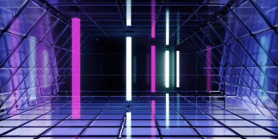 Cyber elements room made of dispersion glass and liquid acrylic vibrant glo.. Stock Illustration
