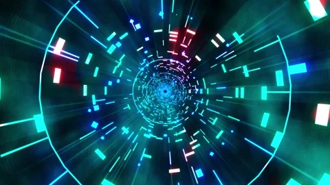 Cyber Energy Tunnel Core – Sci-Fi Radial Light Seamless VJ Loop 4K Stock Footage 331300962