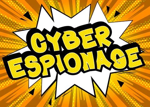 Cyber Espionage. Comic book word text on abstract comics background. Retro po Stockillustratie