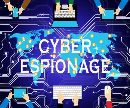 Cyber Espionage Criminal Cyber Attack 2d Illustration Stock Illustration
