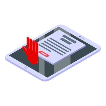 Cyber expel icon isometric vector. Banned tablet Stock Illustration