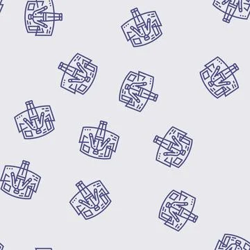 Cyber explorer tech enthusiast line seamless pattern 스톡 일러스트