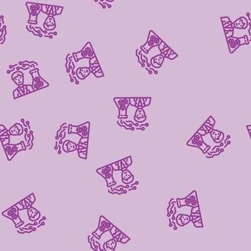 Cyber explorer tech enthusiast line vector seamless pattern Illustrazione stock