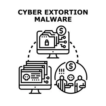 Cyber extortion protecting digital data security from malware 스톡 일러스트