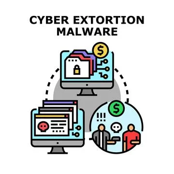 Cyber extortion protecting digital data security from malware 스톡 일러스트