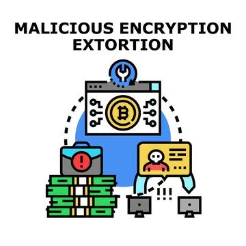 Cyber extortion racket demanding cryptocurrency payment for data Stock Illustration