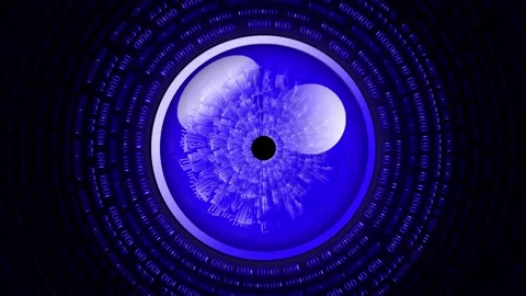 Cyber Eye With Streaming Code Animation.  Stock Footage 239523799