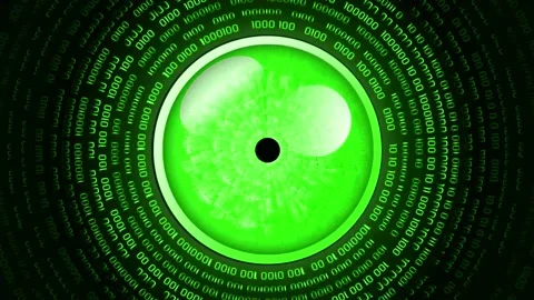 Cyber Eye With Streaming Code Animation.  Video stock 239523832