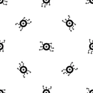 Cyber eye symbol pattern seamless black Stock Illustration