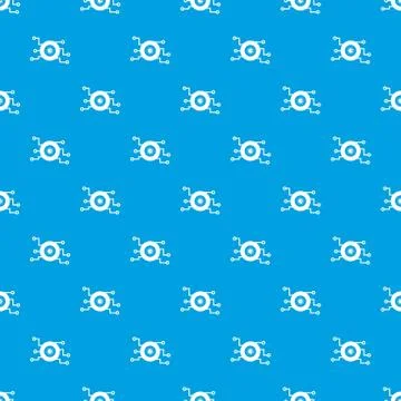 Cyber eye symbol pattern seamless blue Stock Illustration