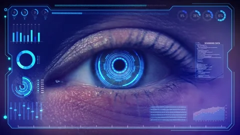 Cyber eye technology computer sci-fi background. virtual eye of internet control Stock Footage 333967972