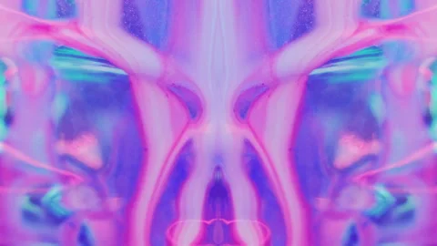 Cyber fluid neon ink drip pink blue paint spill Stock Footage 278568230