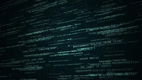 Cyber Forensics Code Stream Digital Crime Scene Data Screen Stock Footage 340933068