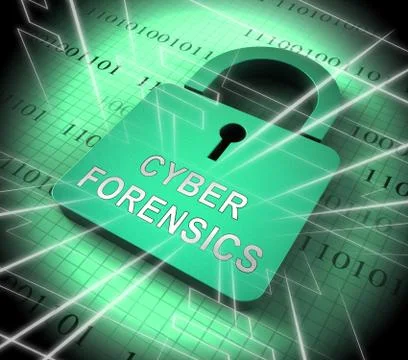 Cyber Forensics Computer Crime Analysis 3d Rendering Illustrazione stock
