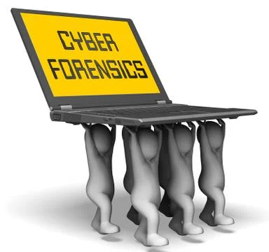 Cyber Forensics Computer Crime Analysis 3d Rendering 스톡 일러스트