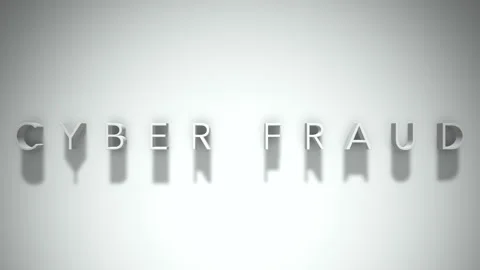 Cyber Fraud 3D title animation with shadows on a white background Stock Footage 296521748