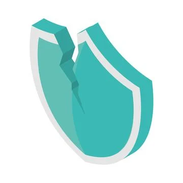 Cyber fraud broken shield Stock Illustration