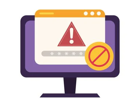 Cyber fraud, computer fraud warning 스톡 일러스트