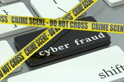 Cyber fraud concept, on the computer keyboard Illustrazione stock