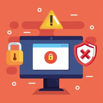 Cyber fraud in desktop Stock Illustration