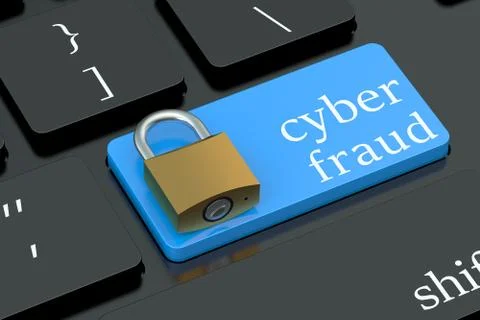 Cyber Fraud keyboard button Stock Illustration