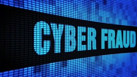 Cyber Fraud Side Text Scrolling LED Wall Pannel Display Sign Board Stock Footage 106911568