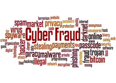 Cyber fraud word cloud concept Illustrazione stock