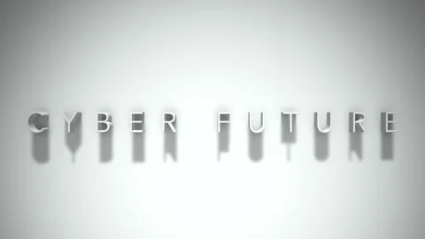 Cyber future 3D title animation white text on a white background 動画素材 299421011