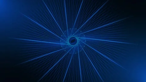 Cyber futuristic speed tunnel. Sci-fi purple wormhole. Abstract 3D wireframe por Stock Footage 342785282