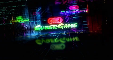 Cyber game futuristic loop animation cyberpunk style Video stock 141109896