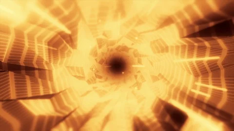 Cyber Geometric Tunnel Loop _ Orange Stock-Footage 92867873