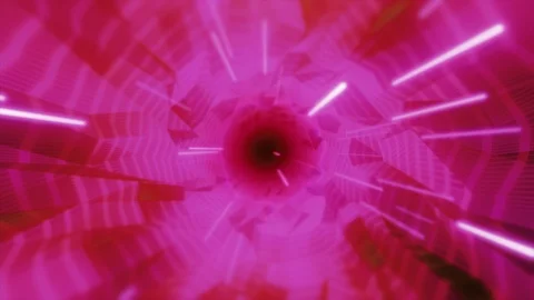 Cyber Geometric Tunnel Loop _ Red Stock-Footage 92867935