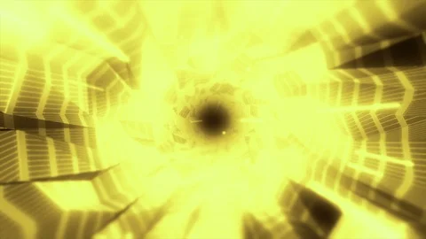 Cyber Geometric Tunnel Loop _ Gold Stock-Footage 92931375
