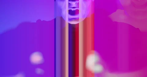 Cyber Glitch Background with a Young Man Playing on a Game Console. Stock Footage 150834197