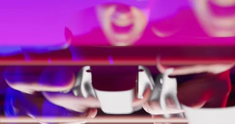 Cyber Glitch Background with a Young Man Playing on a Game Console. Stock Footage 150834550