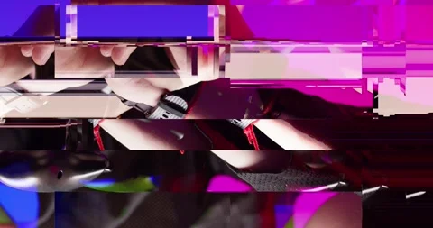 Cyber Glitch Background with a Young Man Playing on a Game Console. Stock Footage 150834656