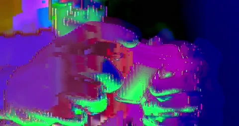 Cyber Glitch Background with a Young Man Playing on a Game Console. Stock Footage 150835030