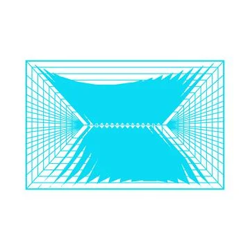Cyber grid floor abstract digital dimension tunnel 库存插图