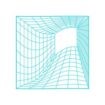 Cyber grid floor warping a digital tunnel Stock Illustration