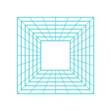 Cyber grid tunnel in digital perspective Stock Illustration