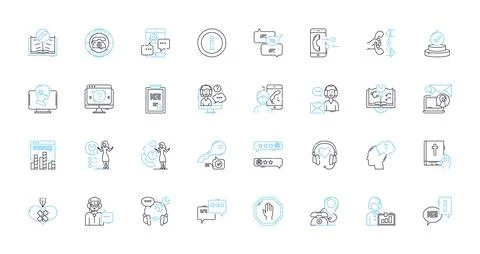 Cyber guidance linear icons set. Security, Cybersecurity, Protection, Defense Stock Illustration