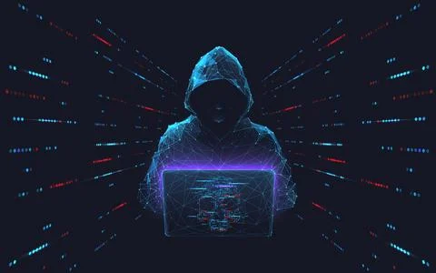 Cyber hacker attack concept. Abstract digital hacker man Stock-Illustration