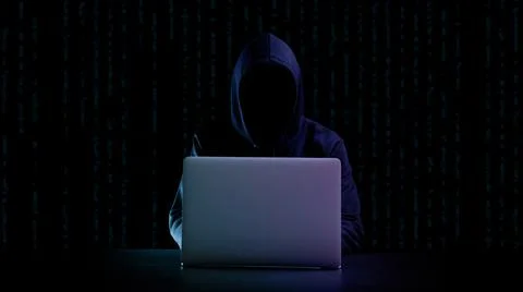 Cyber hacker attack concept. Internet web hack technology. Digital laptop in  Stock Photos